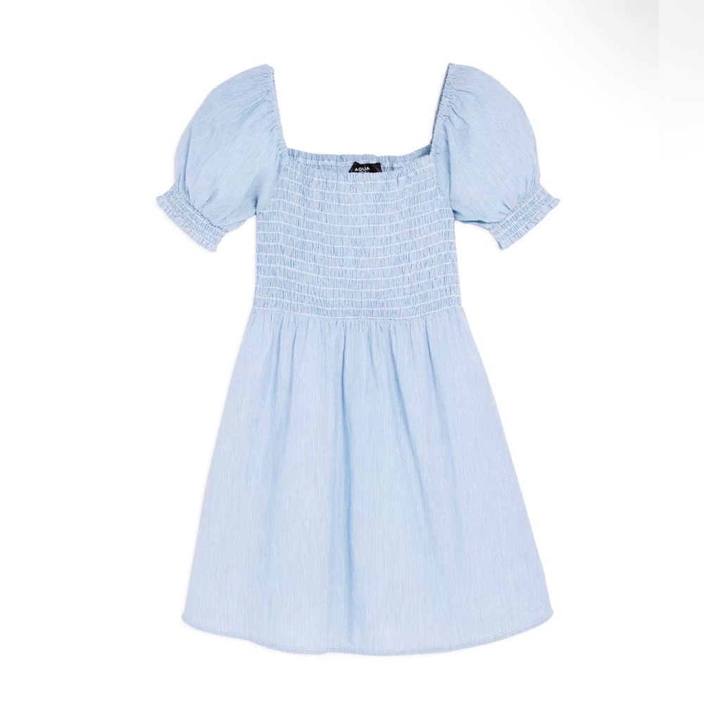 Aqua Girls’ Smocked Pinstripe Dress